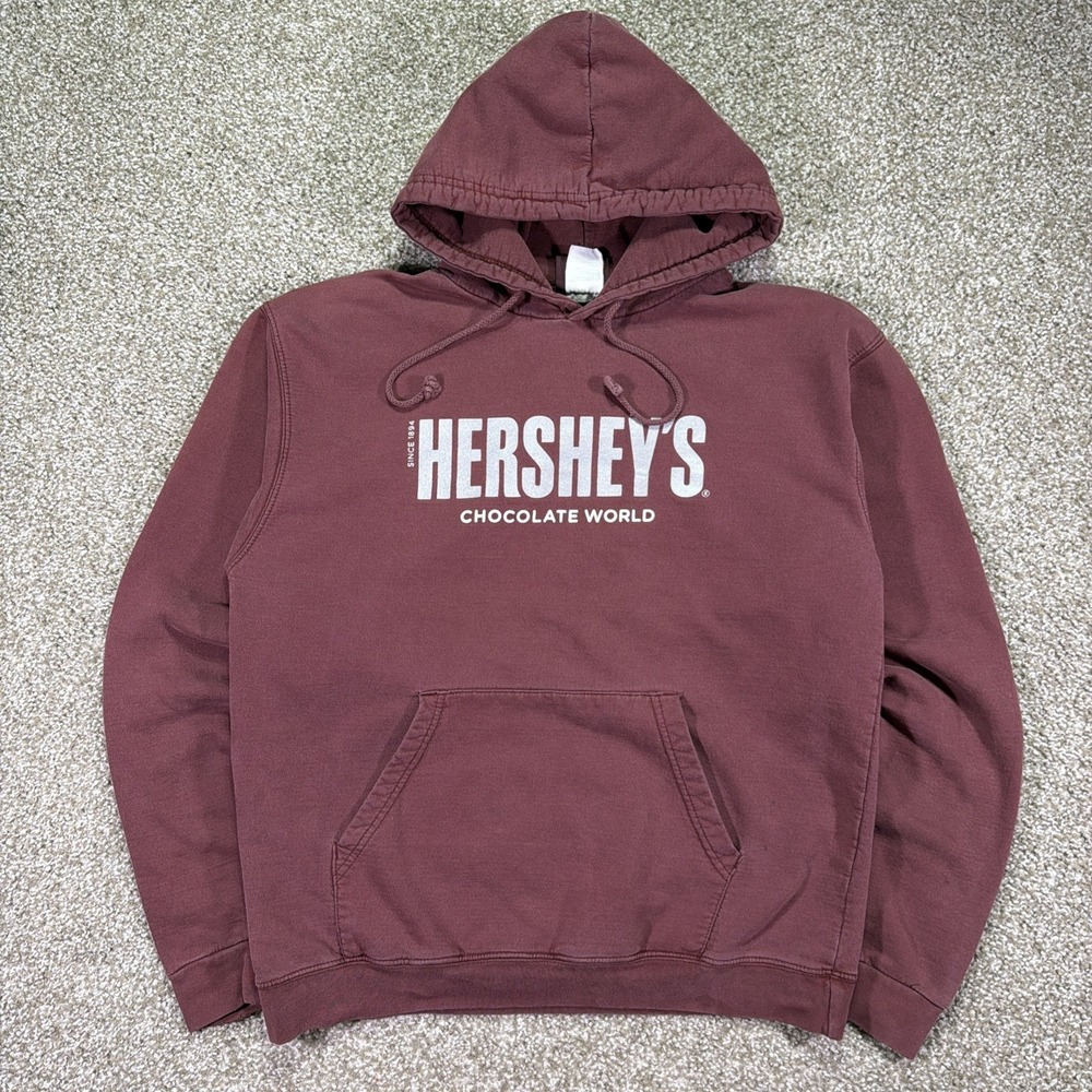 Vintage Hershey Chocolate Hoodie Size Large 90s Y2K Pullover Brown